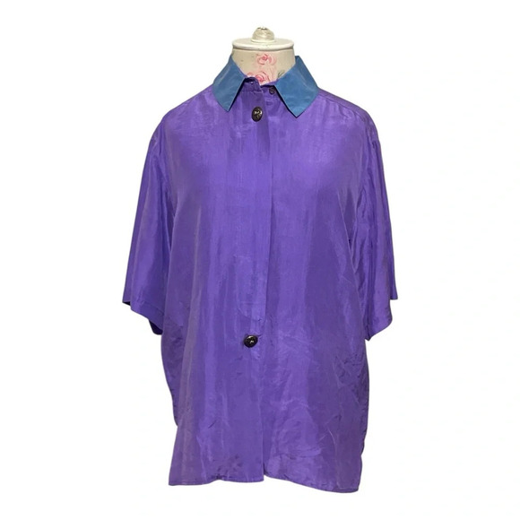 Melrose Tops - Vintage Sueded Silk Blouse by Melrose